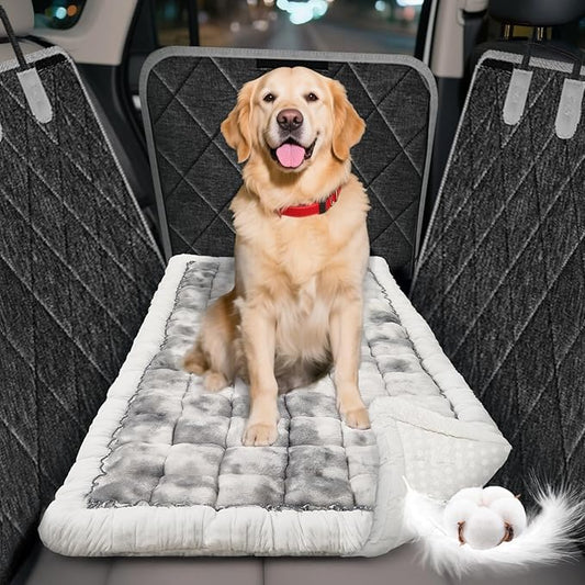Thickened Dog Bed for Car Back Seat, Upgraded Bottom Non-Slip，Fits Hard Bottom car seat Cover for Dogs, Premium Mixed Color ，Dog Car Seat Cover