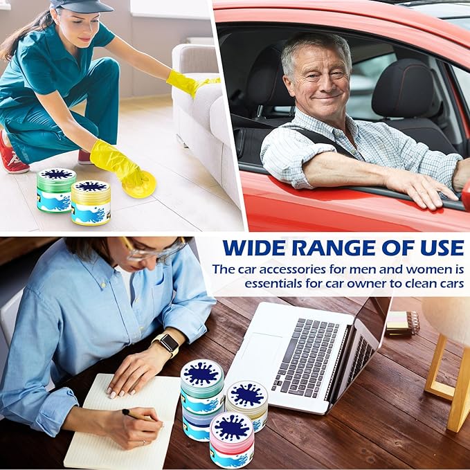 12 Pack Car Cleaning Gel Detailing Cleaner Putty Auto Clean Dust Mud Tools Accessories Kit for Car Interior Air Vent Dashboard Keyboard Home Office(Colorful)