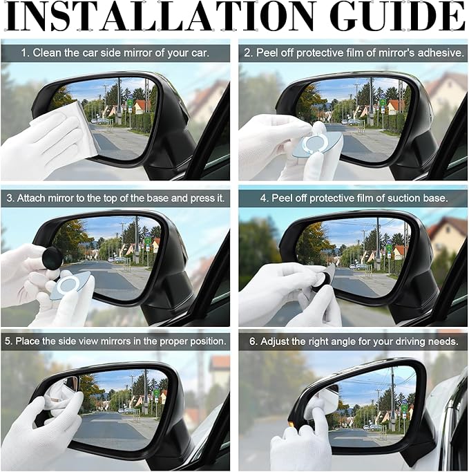 LivTee Blind Spot Car Mirror，Asymmetric Fan Shaped HD Glass Frameless Convex Rear View Mirror with wide angle Adjustable Stick for Cars SUV and Trucks, Pack of 2