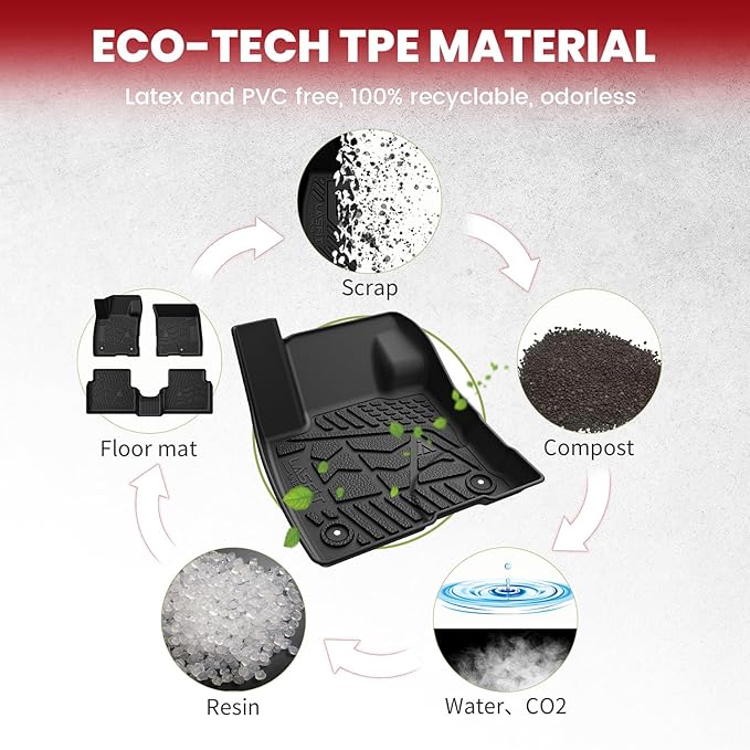 LASFIT Floor Mats for Ford Maverick 2022-2025 2026 (for Gasoline Models Only) All Weather Car Floor Pretoctor TPE Truck Liners for Ford Maverick Gas, 1st & 2nd Row Black