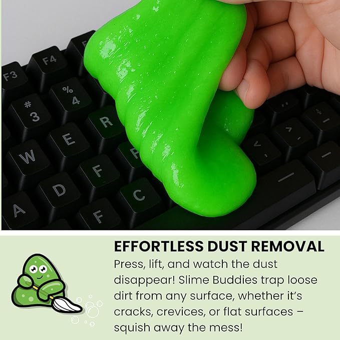 Slime Buddies Car Cleaning Gel Putty - 3 Pack Apple Scented Interior Detailing Tool for Cup Holder, Air Vent & Keyboard - Reusable Auto Detailing Accessories - Dust Remover Goop - Gifts for Men Women