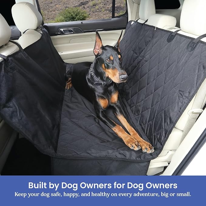 4Knines Dog Hammock for Full Size Trucks & Large SUVs (XL, Black) – Bench Seat Covers for Trucks with 60/40 Split Seats - Armrest & Seatbelt Access – Waterproof, Easy Install, Machine Washable
