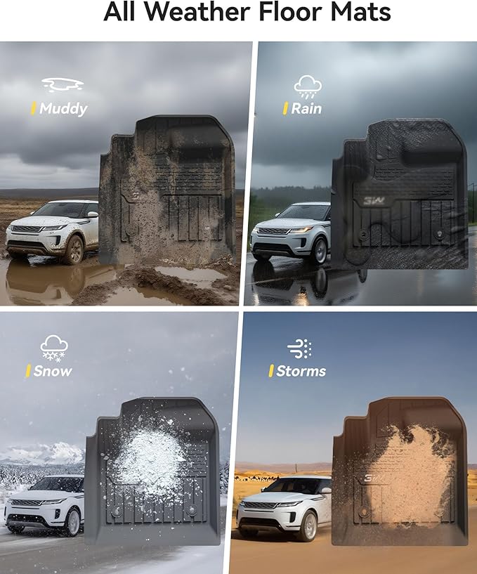 3W Floor mats & Cargo Liner fit for Range Rover Evoque 2020-2024 2025 2026,TPE All Weather Custom Fit Floor Liner Full Set Car Liners