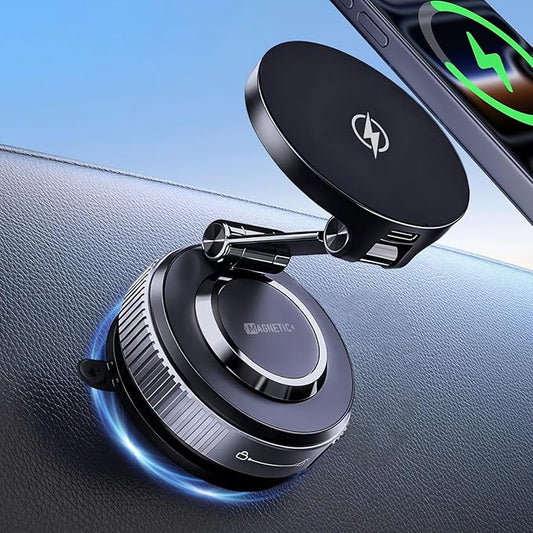 15W Fast for Magsafe Car Mount Charger, 360 Rotation Vacuum Magnetic Phone Holder for Your Car/Gym/Mirror, Nano Gel Suction Cup Phone Mount for Magsafe iPhone 17 16 15 Pro Max Air