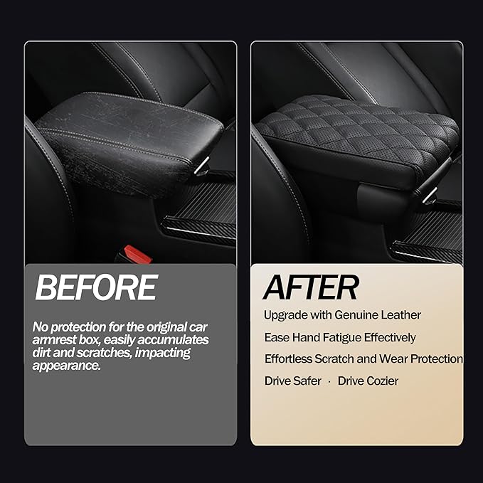 Truck Center Console Cover/pad Genuine Leather,Universal large Armrest mat, Adjust driving posture Cushion,Real cowhide,keep driving safety,f150 sierra titan silverdo tundra