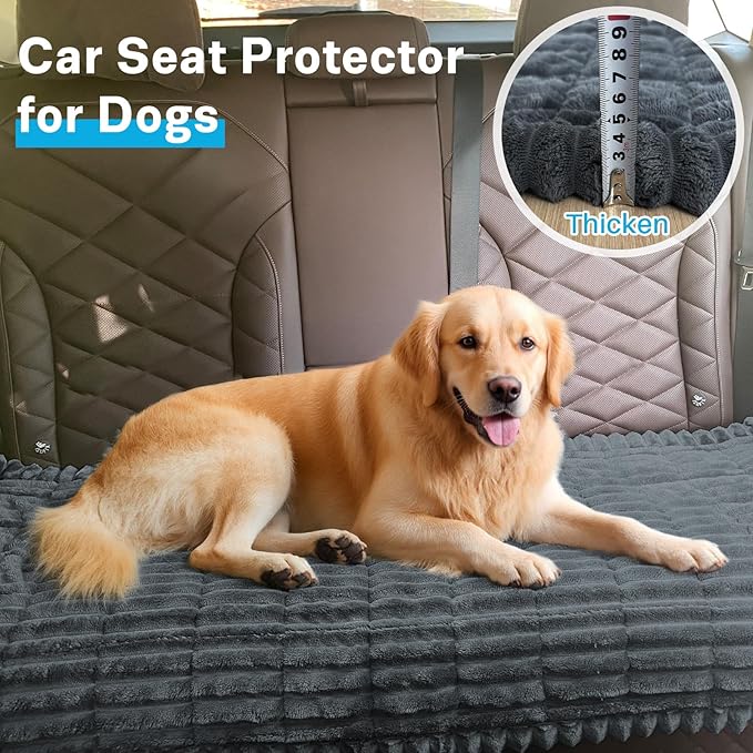 Dog Car Seat Cover for Back Seat, Dog Bed for Car, Fit for Backseat Extenders, Car Seat Protector, Nonslip Soft Durable for Cars Trucks and SUVs (Dark Gray, 24.8"*54")