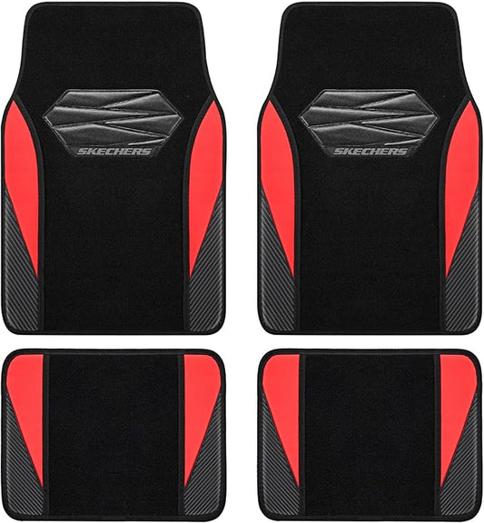 Skechers Car Floor Mats,Waterproof Universal Fit Car Mats,Faux Leather Car Floor Mats,Carbon Floor Mats for Cars with Anti-Slip Skechers Heel Pad Fit for SUV,Vans,Sedans,Trucks,Red