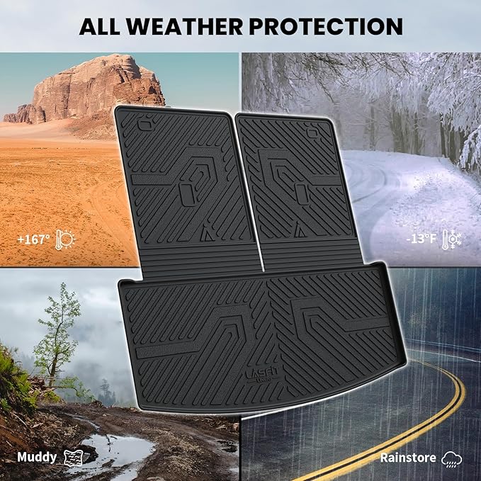 LASFIT Trunk & Backrest Mat for Ford Explorer 2020-2025 2026, Custom Fit All Weather Protector TPE One-Piece Design Easy Installation Trunk with Seatback Mat, 1pc Black