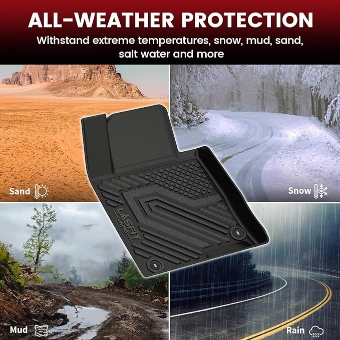 LASFIT Floor Mats for Hyundai Sonata & Hybrid 2019 2018 2017 2016 2015 & KIA Optima 2016-2020, All Weather TPE Custom Fit Accessories Floor Liners 1st & 2nd Row Car Mats, Black