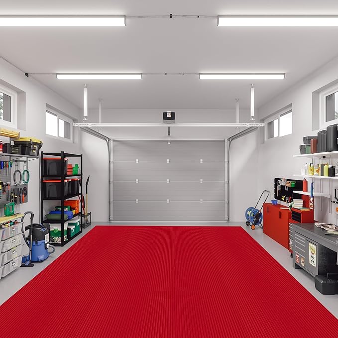 Ottomanson 6'6" x 10' Mud Mat Area Rug Scraper Carpet - Non-Slip, Dirt Trapping for Indoor & Outdoor Use - Ideal for Entryway, Garage, Kitchen, Patio & High-Traffic Areas, Red