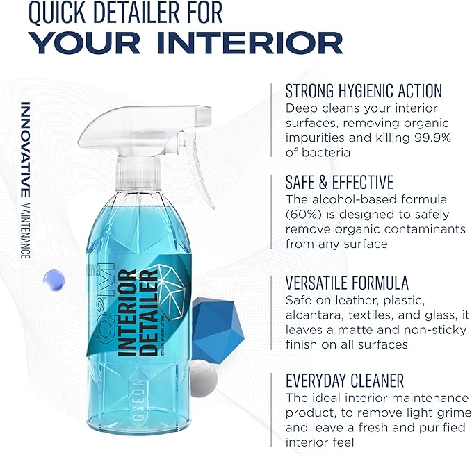 Gyeon Interior Detailer All‑Surface Car Interior Cleaner Safe on Leather Plastic Textiles Vinyl Dashboard Screen Trim Purify Matte Finish No Shine Residue