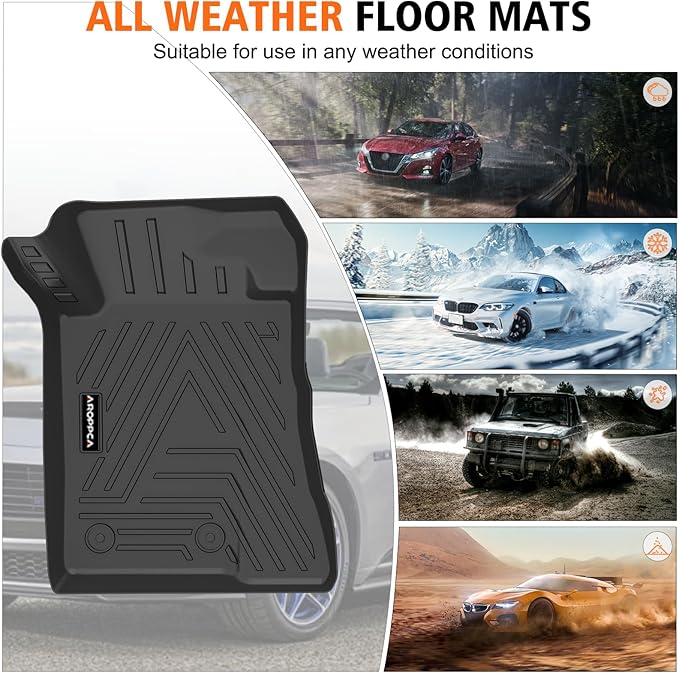 All Weather Floor Mats Cargo Liner for Ford Mustang 2015-2025 (NOT for Mach-E), TPE Rubber Floor Liners Anti-Slip Full Set Automotive Mats for 2025 Ford Mustang Accessories