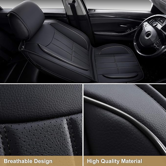 AOOG Leather Car Seat Covers for Cars SUV Pick-up Truck, Universal Front Pair