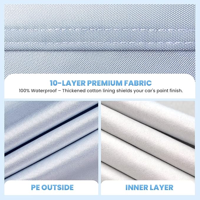 Heavy Duty Truck Cover Waterproof All Weather. 100% Waterproof Pickup Truck Cover Sun & Rain Protector. Custom Fit Ford F-Series, Chevy Silverado, Ram Pickup, etc. (Length: 229-242 inches)