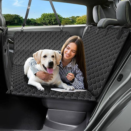 Victoper Back Seat Extender for Dogs, Dog Car Seat Cover with Detachable Hard Bottom Holds 440 LB, 600D Heavy Dog Seat Cover with 2 Seatbelts, 100% Waterproof Backseat Extender for Sedan SUV Truck
