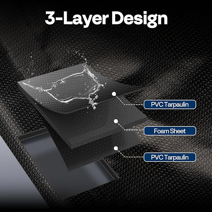 VIVOHOME Containment Mat (7'9" x 18') with Stay Put Corner, PVC Garage Floor Mats, Heavy Duty Garage Parking Mat with a Squeegee,Black