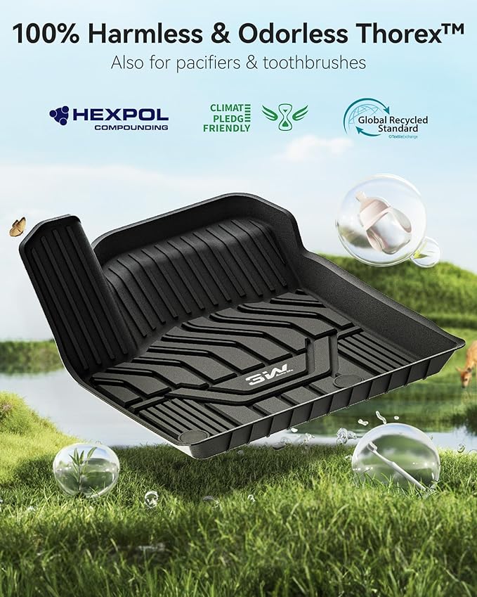 3W Floor Mats for 2021-2025 2026 Nissan Rogue Custom Fit TPE All Weather Rogue Floor Liner Full Set 1st & 2nd Row Car Mats - Black (NOT for Sport)