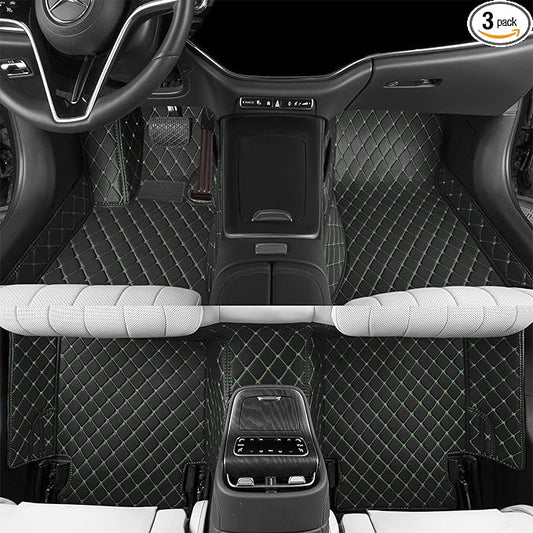 Luxury car Floor mats are for 99% of Vehicle Models,All Weather car Floor mats Provide Comprehensive Protection for Vehicles,Floor mats for car Personalized Customization! (Black Green)