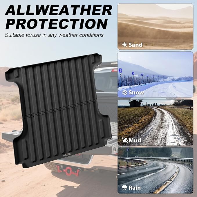 WEIZE Truck Bed Mat for Ram1500/Ram 1500 Classic 2019-2025 2026 5.7ft (5'8.4",67.4in), All Weather Protection TPE Truck Bed Liner Durable Easy Clean Black