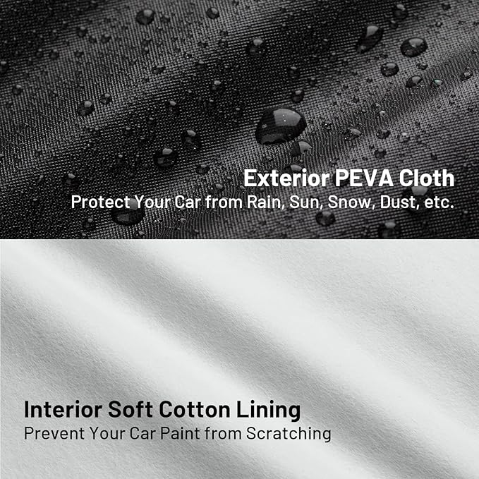 Favoto 6 Layers Car Cover Waterproof All Weather for Automobiles Heavy Duty Outdoor Sun Snow Protection Car Tarp with Windproof Straps Universal Fit for Sedan Length up to 185"