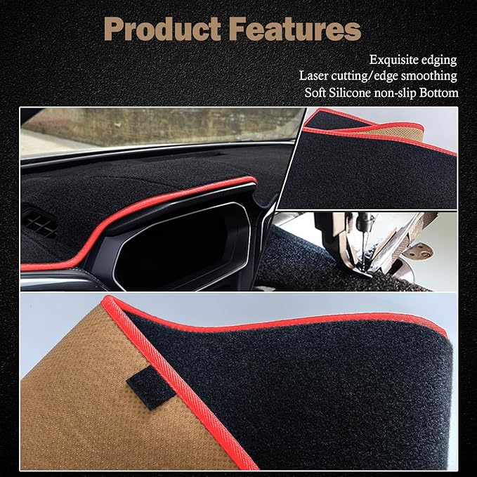 KEYOOG Dashboard Cover Dash Mat Fit for Toyota Corolla 2024-2020 (Without HUD Models)(2019 SE XSE Hatchback) Car Dash Board Mat Anti-Glare Carpet,Non-Slip Pad Sunshield Protector (Red Border Banding)