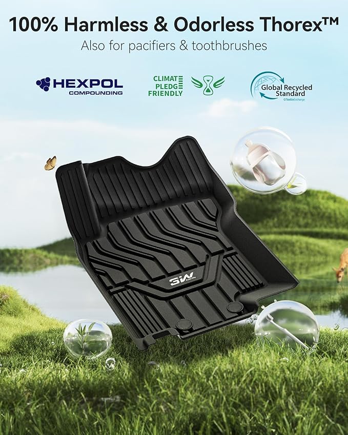 3W Floor Mats & Cargo Mats for Nissan Rogue 2026-2021 S/SV/SL/Platinum, Custom Fit TPE All Weather Floor Liner for Rogue Accessories Full Set Car Mats & Trunk Mat (Not Fit Rogue Sport), Black