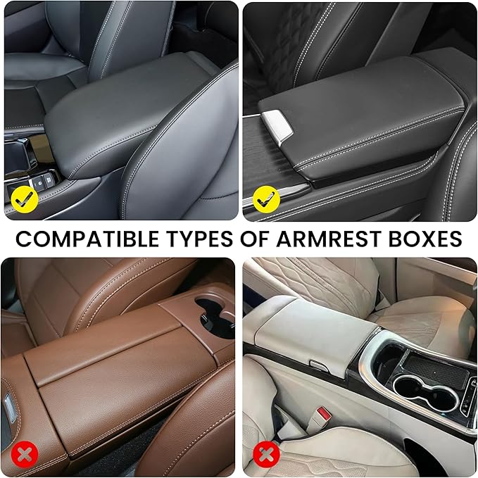 Upgraded Car Middle Center Console Cover,Microfiber Leather Car Armrest Cover Cushion with 2 Storage Bags,Universal Car Armrest Storage Box Car Interior Accessories for Most Vehicles (Beige)