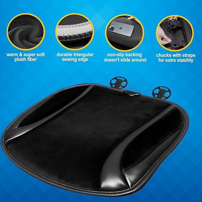 Winter Seat Cushion, Leather Front Car Seat Cover Soft Plush Office Chair Cushion Non-Slip Universal Seat Cushion for Truck Car SUV Office Chair (Warm, Leather)