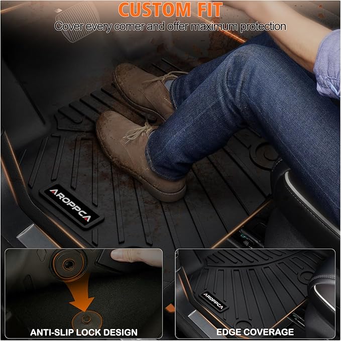 All Weather Car Floor Mats Cargo Liner with Backrest Mat for 2018-2024 Ford Expedition 7 Seater 2 Row (Not Fit for MAX/Limited Model), TPE Rubber Liners Full Set for 2024 Expedition Accessories