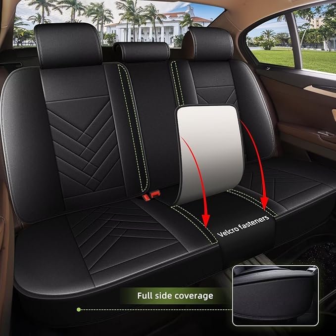 AOMSAZTO Full Set Seat Covers Fit for VW/Volkswagen CC 2009-2017: 2 Row 5 Seats Faux Leather Waterproof Seat Covers Automotive Seat Cushion Protector(Black)