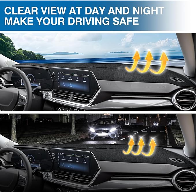 KUST Car Dash Cover for Chevrolet/Chevy Trax 2024 2025 2026 Polyester Dashboard Cover Non-Slip Interior Accessories for Chevrolet/Chevy Trax Custom Fit Dash Mat Sunshade Windshield No Glare Black