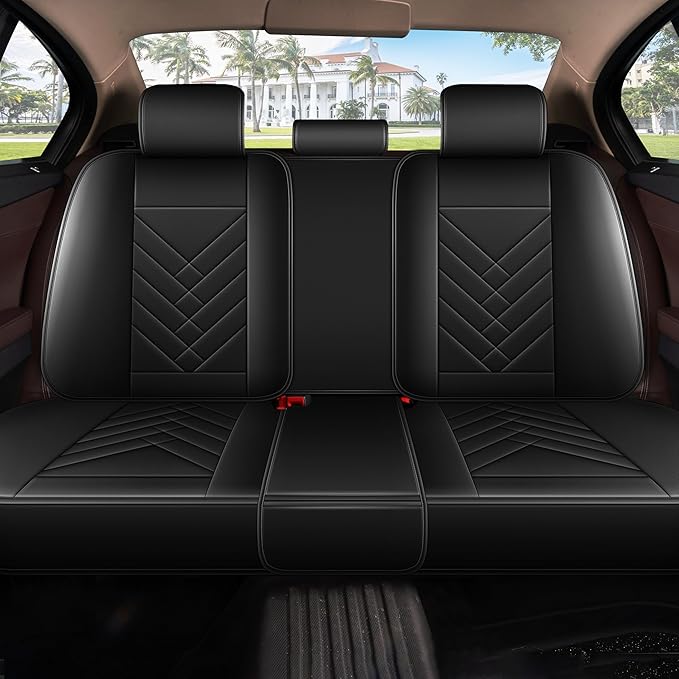 AOMSAZTO Car Seat Cover for Chevrolet Chevy Traverse 2018-2025 Full Set: Waterproof Faux Leather Car Seat Protector from Scratches - Interior Seat Covers Decoration Refresh Accessories - Black