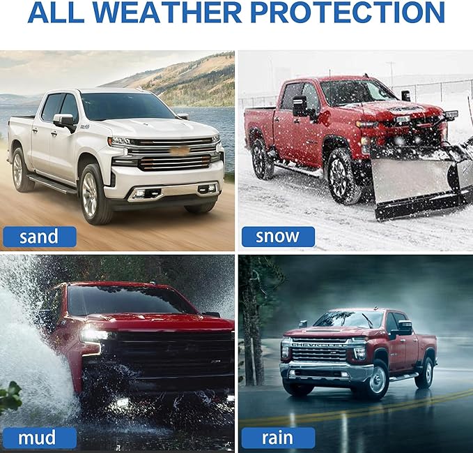 Weize Floor Mats Cargo Liner for Chevrolet Silverado 1500/GMC Sierra 1500 2019-2024 2025, Chevy Silverado/GMC Sierra 2500HD/3500HD Crew Cab 2020-2024 2025 (Rear Row with Carpeted Under-seat Storage)