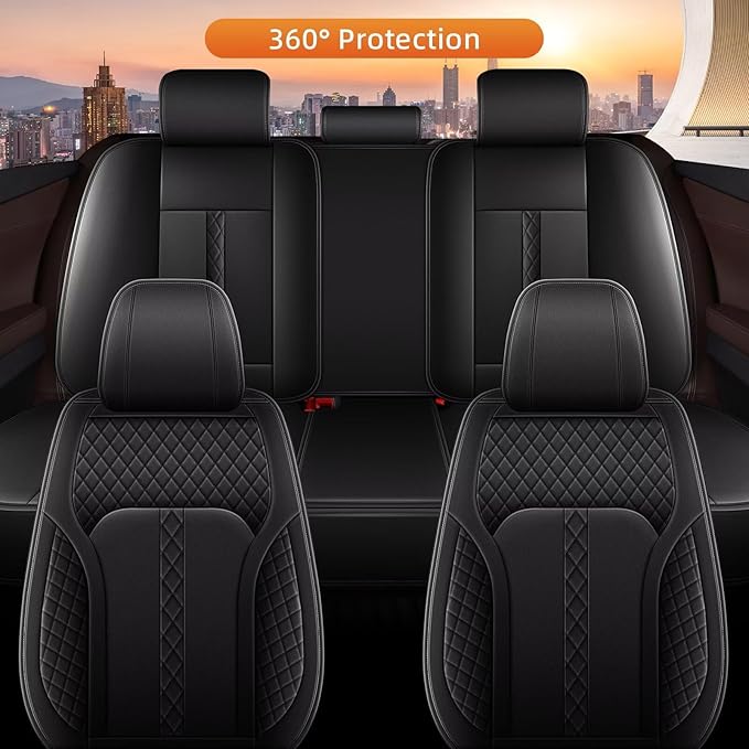 AOMSAZTO Car Seat Cover Fit for Chevrolet Trailblazer 2021-2025 Leather Vehicle Cushions Cover Seat Protector Automotive Full Set 5 Seat Covers Waterproof Compatible Airbag Black