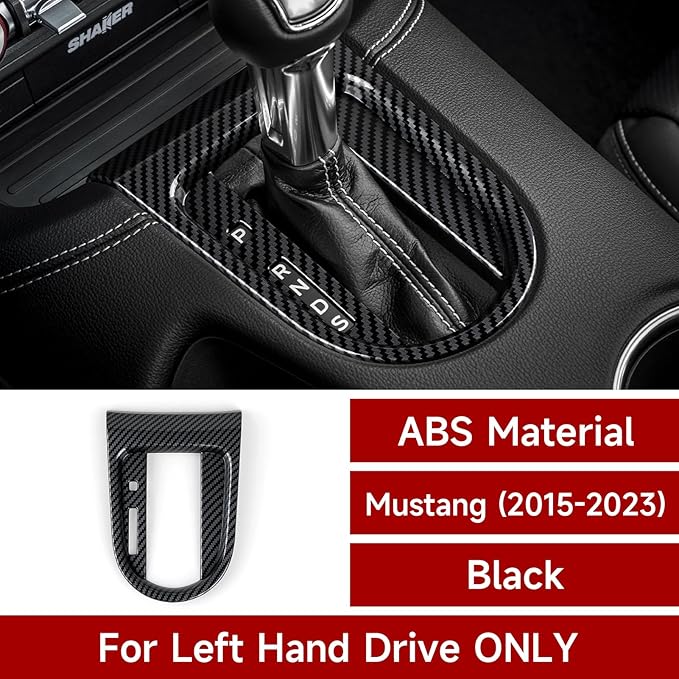 Automatic Gear Car Gear Shift Panel Frame Interior Decals for 2015 2016 2017 2018 2019 2020 2021 2022 2023 Ford Mustang Accessories ABS Carbon Fiber Stickers (Not for GT350 GT500)