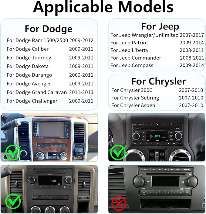 10.1 Inch Android 13 GPS Car Stereo Upgrade 4GB+64GB for Jeep Wrangler JK 2007-2018 Dodge Ram 1500 2500 2009 2010 2011 2012 Grand Cherokee with Wireless CarPlay Android Auto Bluetooth 5GWiFi SWC FM