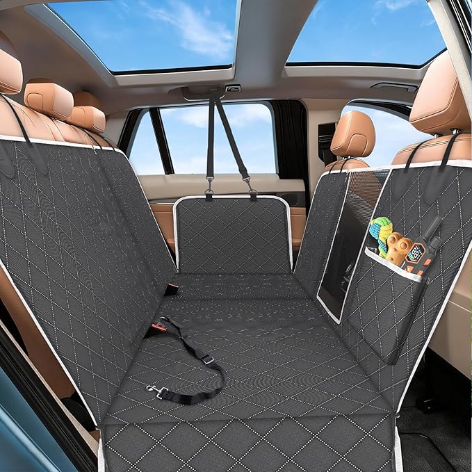 PetJoy Dog Car Seat Cover – 600D Heavy Duty Waterproof & Scratch-Resistant, Non-Slip Rear Seat Protector for Dogs, Fits SUVs, Trucks, Cars