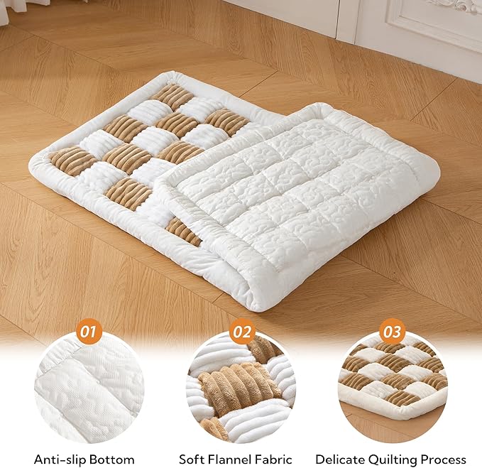 Soulbond Backseat Pet Bed Mat,Dog Bed for Car,Fuzzy Dog Seat Cover for Car Back Seat, Non-Slip Travel Pet Mat, Fit for Backseat Extenders and Seat Covers(Brown and White)