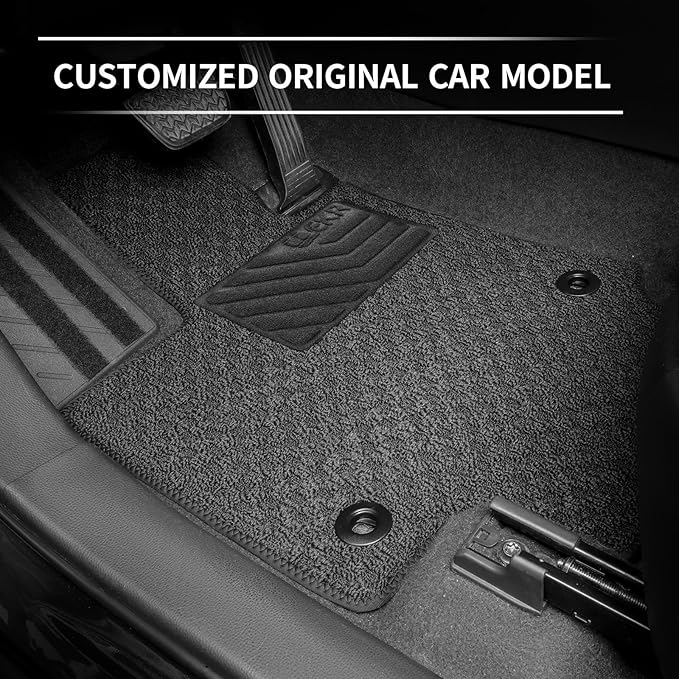 EKR Custom Carpet Floor Mats for Toyota Corolla 2020-2024 2025(Not for Hybrid), 0.3 Inch Thickness Rugs, Premium All Weather Anti-Slip Waterproof Floor Liners mat (Black Checkerboard)