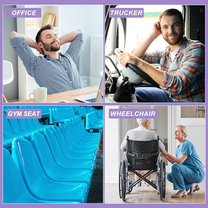 Gel Seat Cushion for Long Sitting - 16.5" x 14.5" x 2.4" (Extra Thick＆Soft) Gel Cushion for People Over 180 lbs, Pressure Relief Cushion for Office Chair, Egg Cushions for Wheelchair, Seat Pad for Car