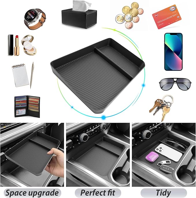 SKTU 2024 2025 2026 Chevy Silverado 2500 HD Center Console Organizer for 2024-2026 Silverado 2500HD 3500HD Center Console Tray 2024 2025 2026 Chevy Silverado 2500 HD Accessories (w/Bucket Seats Only)