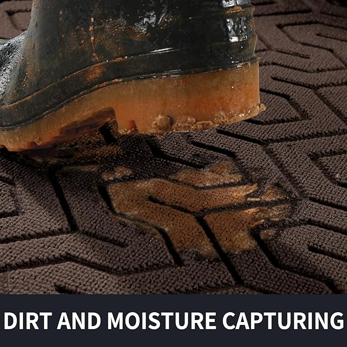 Yimobra Front Door Mat Outside Entrance 29.5x17, Waterproof Heavy Duty Outdoor Mats for Front Door, Non Slip Rubber Entry Mat for Garage Patio Indoor, Brown