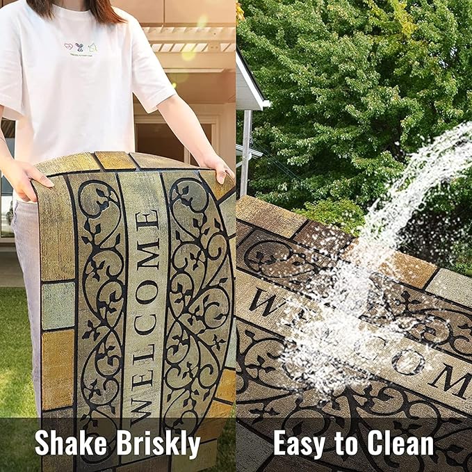 Durable Welcome Door Mats, 24"x36" Heavy-Duty Large Outdoor Mat for Front Door with Non-Slip Rubber Backing for Outside Entry, Garage, Patio, High Traffic Area