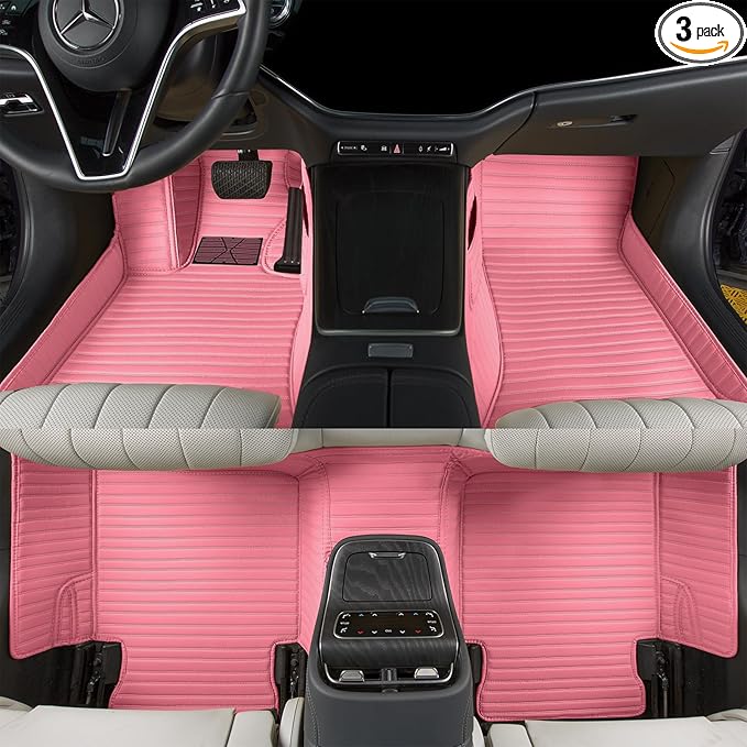 Luxury car Floor mats are for 99% of Vehicle Models,All Weather car Floor mats Provide Comprehensive Protection for Vehicles,Floor mats for car Personalized Customization! (Pink=Rice)