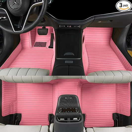 Luxury car Floor mats are for 99% of Vehicle Models,All Weather car Floor mats Provide Comprehensive Protection for Vehicles,Floor mats for car Personalized Customization! (Pink=Rice)