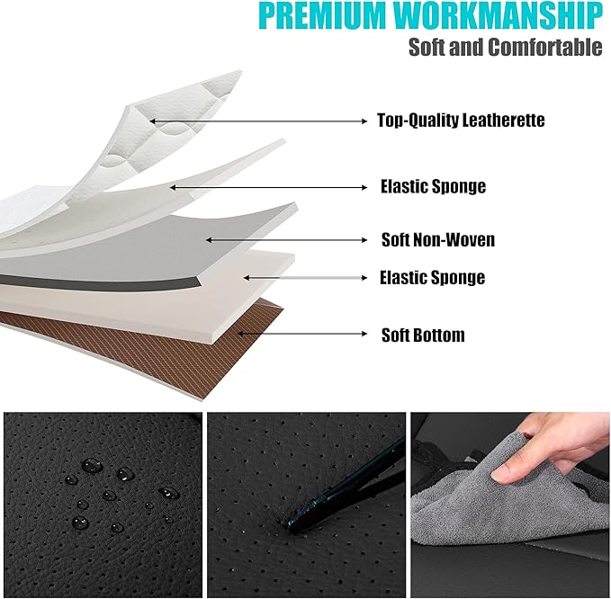 AOOG Leather Car Seat Covers Fit RAV4, Waterproof Faux Leather Seat Covers Custom Fit for Toyota RAV4 2019 2021 2022 2023 LE,XLE,XLE Premium, Limited (Full Set, Black)