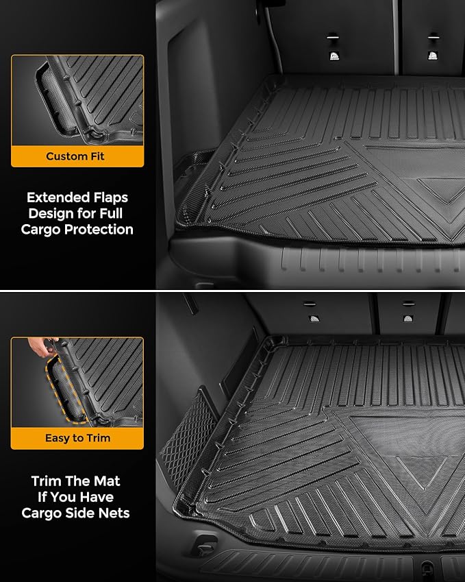 All Weather Carbon Fiber Style Trunk Mat for BMW X3 2018 2019 2020 2021 2022 2023 2024 | Not Fits 30e | Only for Vehicles Without Spare Tire | TPE Non-Slip Cargo Liner | Automotive Car Accessories