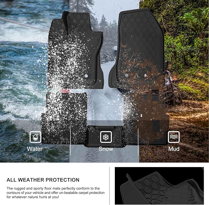 KIWI MASTER Floor Mats & Cargo Mat for 2015-2023 Jeep Renegade OEM Replacement 82214194 82214195 Front Rear 2 Row Trunk Tray All Weather Slush Mat Liners Black