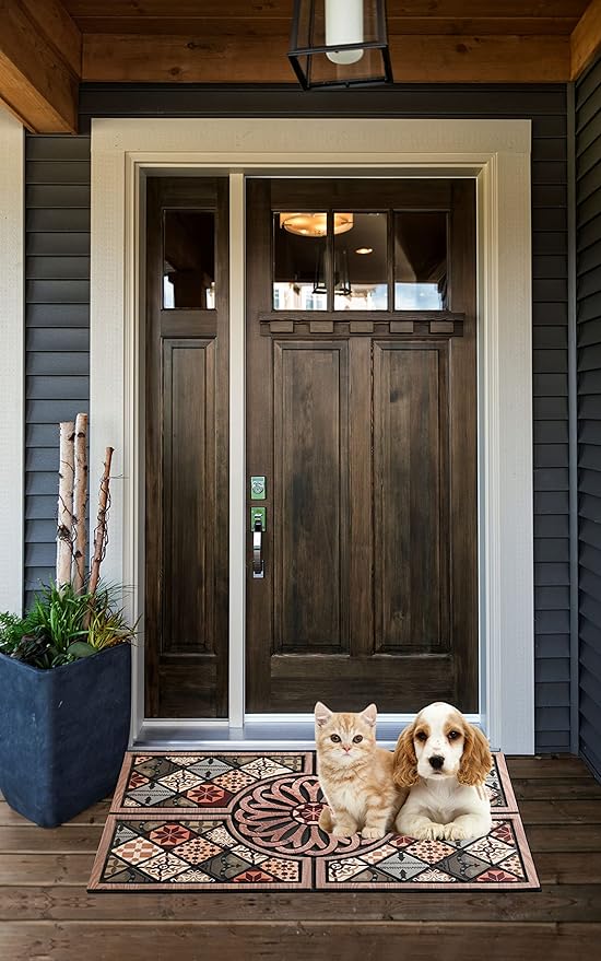 Durable Heavy Duty Front Door Mat - 24"x36" Large Outdoor Welcome Mat Non-Slip Rubber Entrance Door Mat Apply to Home High Traffic Area,Porch, Patio, Farmhouse，Entryway Floor Mats