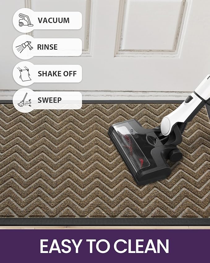 DEXI Front Door Mat Outside Entrance, 4x6 ft Rubber Entry Doormat Heavy Duty, Welcome Mats Non Slip for Inside House Floor Entryway Back Doors Exterior Patio, Chevron Brown